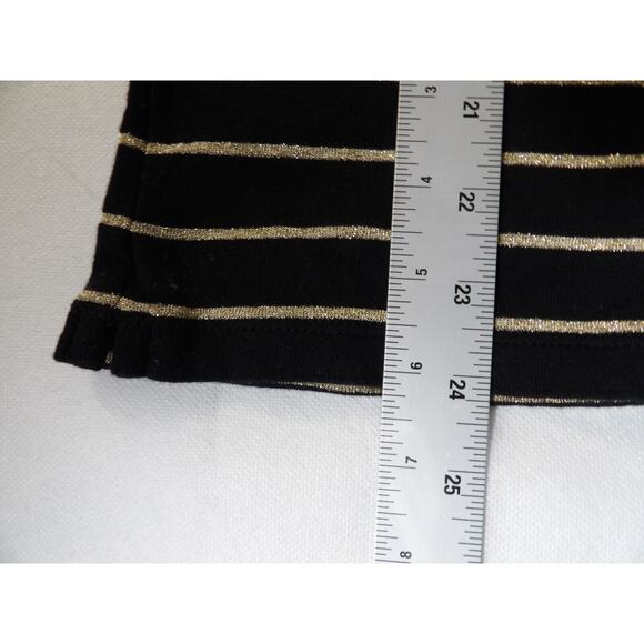 Lauren Ralph Lauren Womens Medium Shirt Tee Long Sleeve Black Gold Striped Basic - Picture 9 of 10